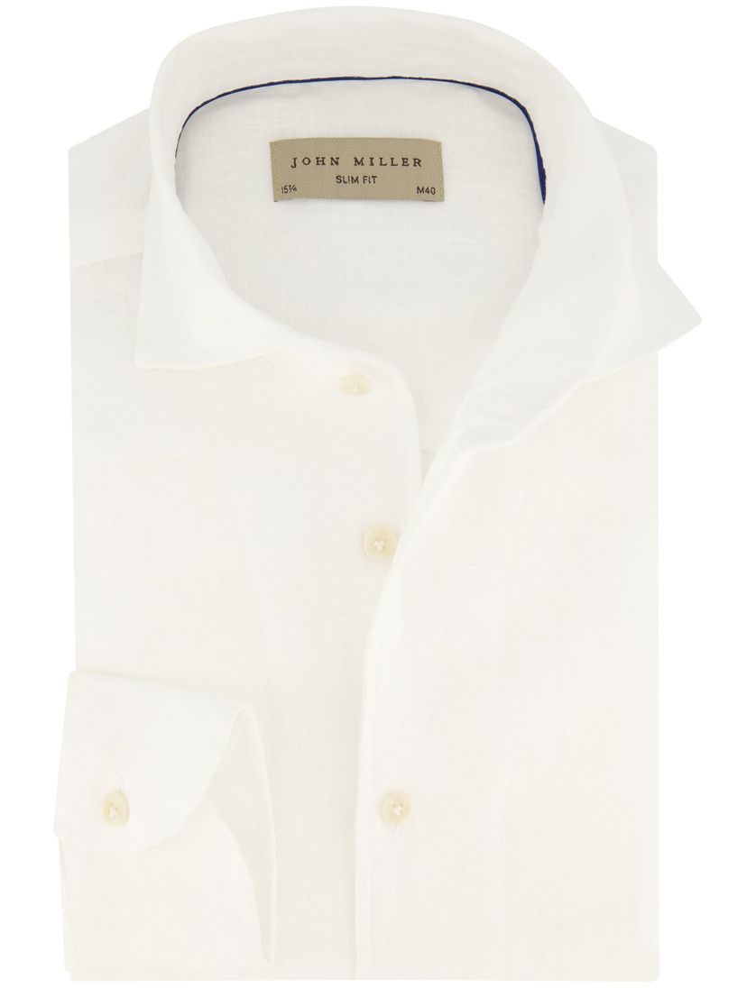 Linnen John Miller mouwlengte 7 slim fit wit overhemd