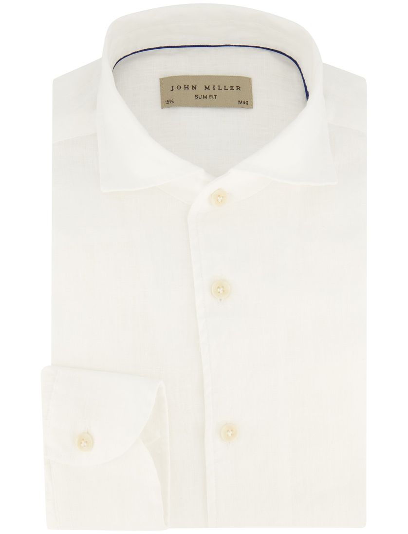 Linnen John Miller mouwlengte 7 slim fit wit overhemd