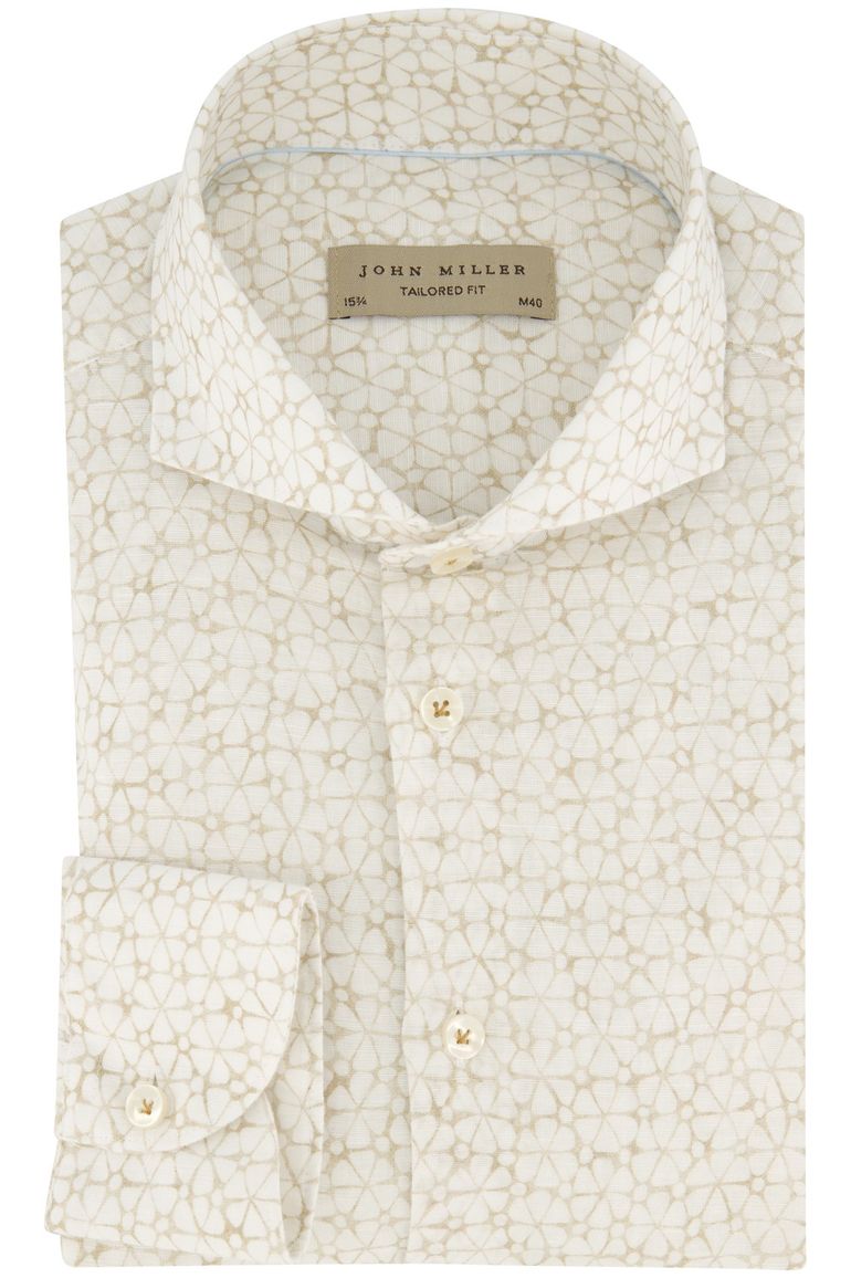 John Miller overhemd beige tailored fit