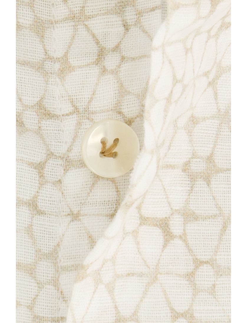 John Miller overhemd geel geprint linnen Tailored Fit