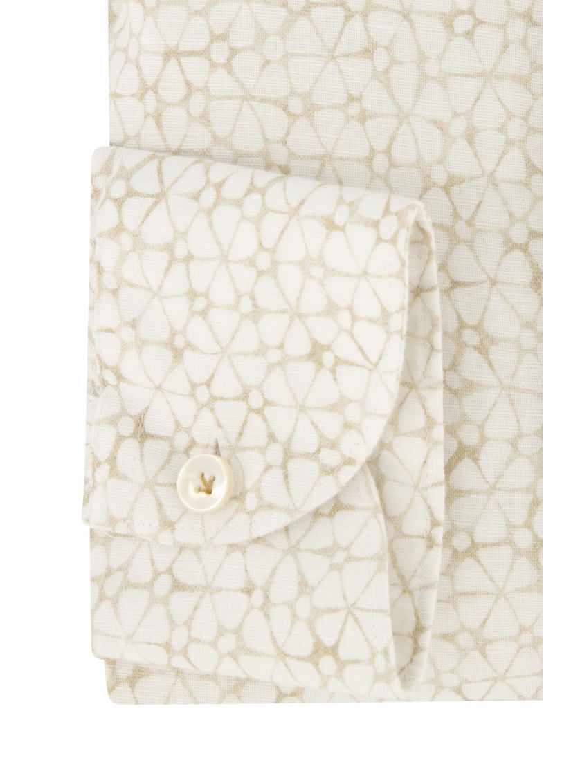 John Miller overhemd geel geprint linnen Tailored Fit