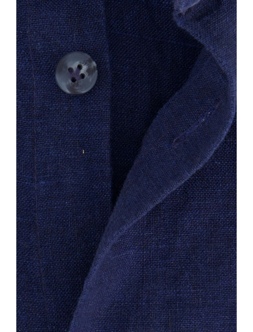 Donkerblauw John Miller linnen overhemd slim fit