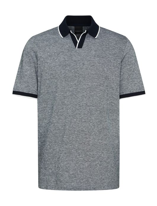 Bugatti polo korte mouw 3 knoops blauw gestreept