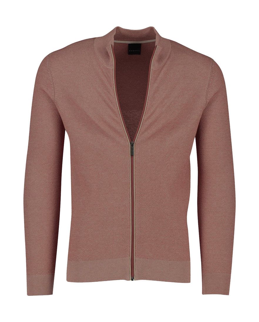 Bugatti katoenen vest effen rood gemeleerd