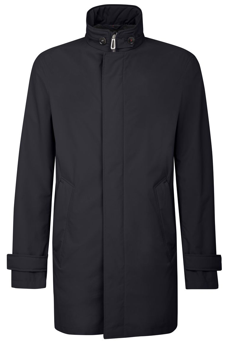 Bugatti zomerjas donkerblauw effen rits wijde fit