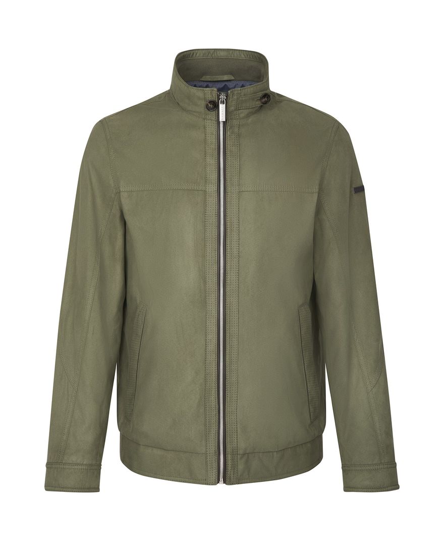 Bugatti zomerjas groen effen rits wijde fit