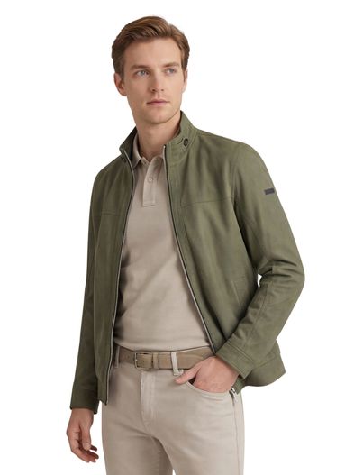 Bugatti Bugatti zomerjas groen effen rits wijde fit