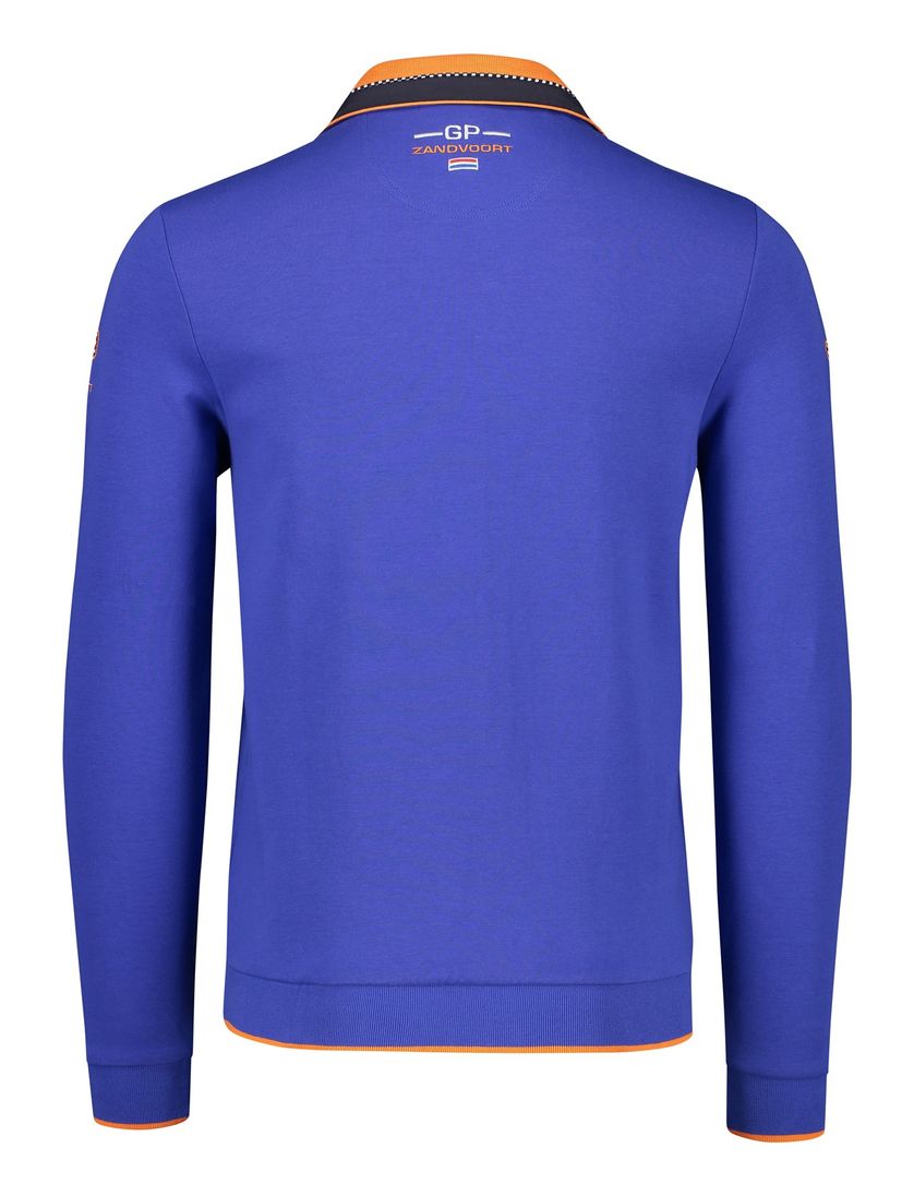 Portofino GP vest blauw rits effen katoen stretch