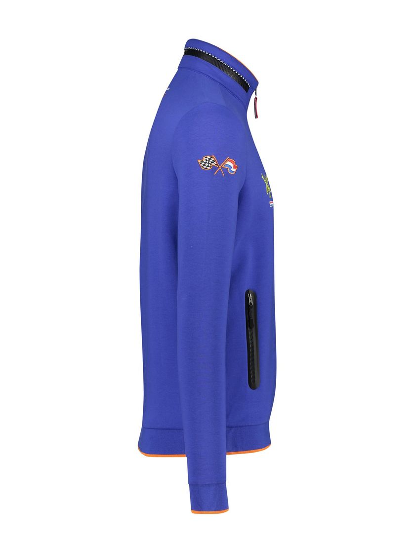 Portofino GP vest blauw rits effen katoen stretch