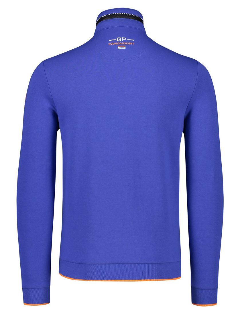 Portofino GP vest blauw rits effen katoen stretch