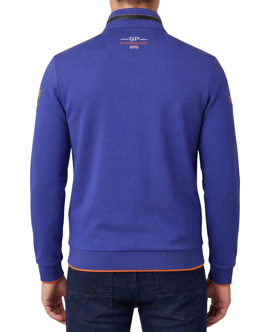 Portofino GP vest blauw rits effen katoen stretch