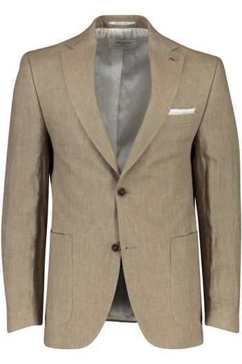 Carl Gross Modern fit Carl Gross colbert greenline bruin gemêleerd linnen