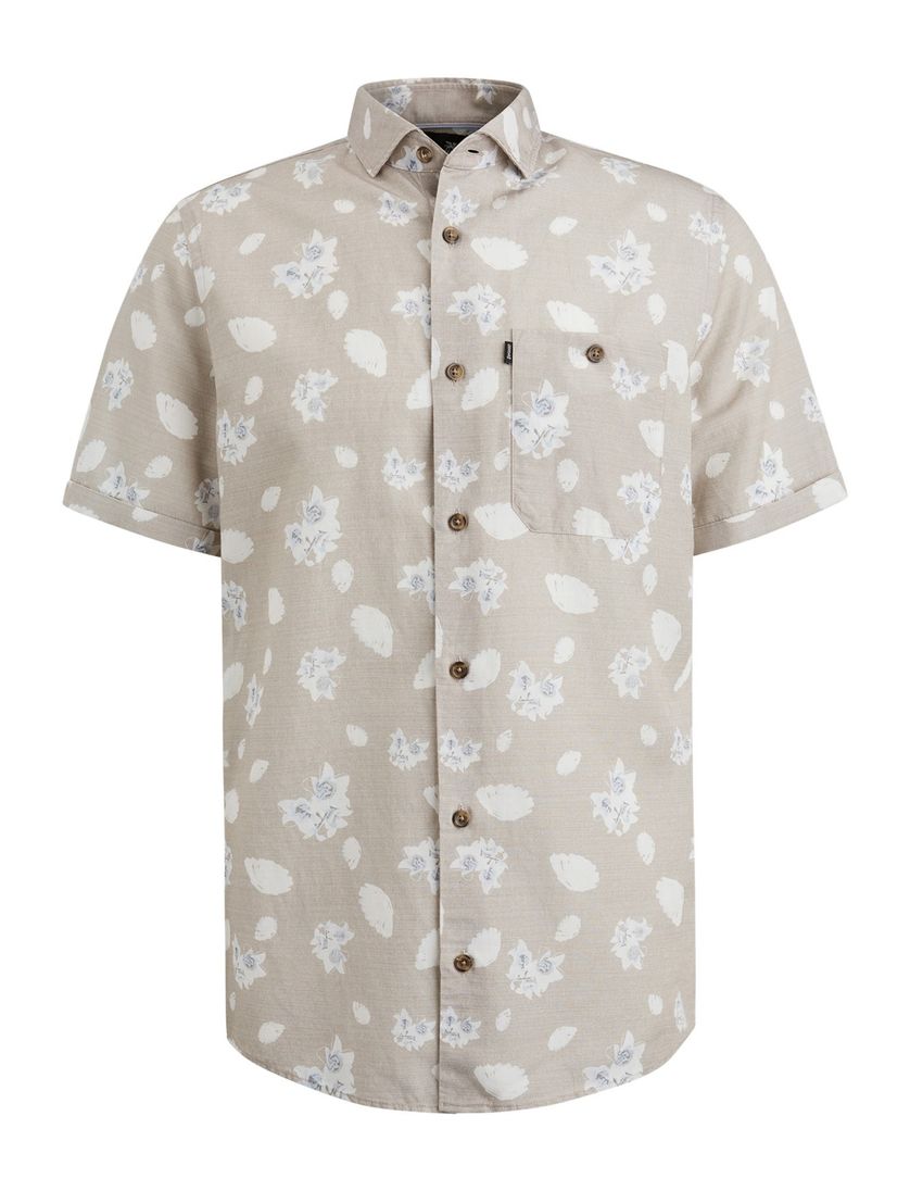 Vanguard casual overhemd korte mouw beige printje