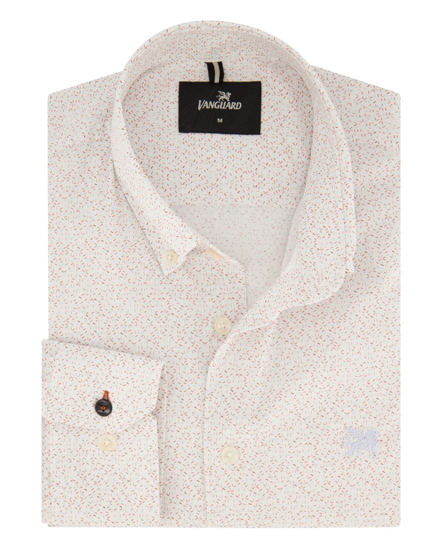 Vanguard overhemd normale fit wit geprint katoen stretch