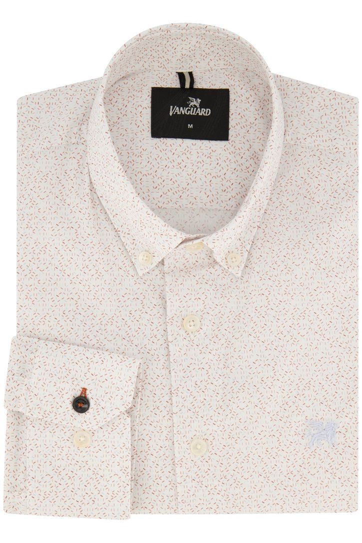 Normale fit Vanguard overhemd wit geprint katoen stretch