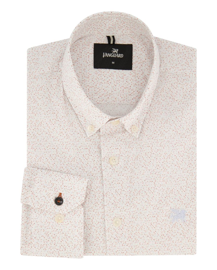 Vanguard overhemd normale fit wit geprint katoen stretch