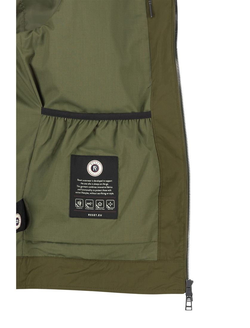 Khaki zomerjas Reset astier effen rits