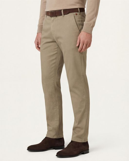 Meyer Pantalon Bonn khaki effen katoen