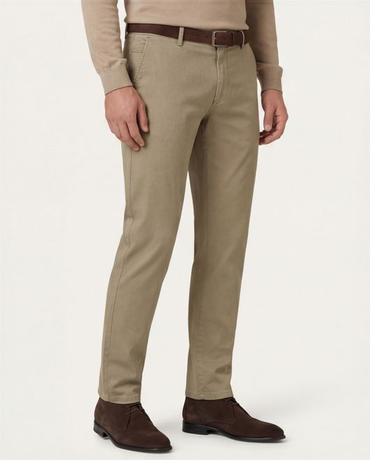 Meyer Pantalon Bonn khaki effen katoen