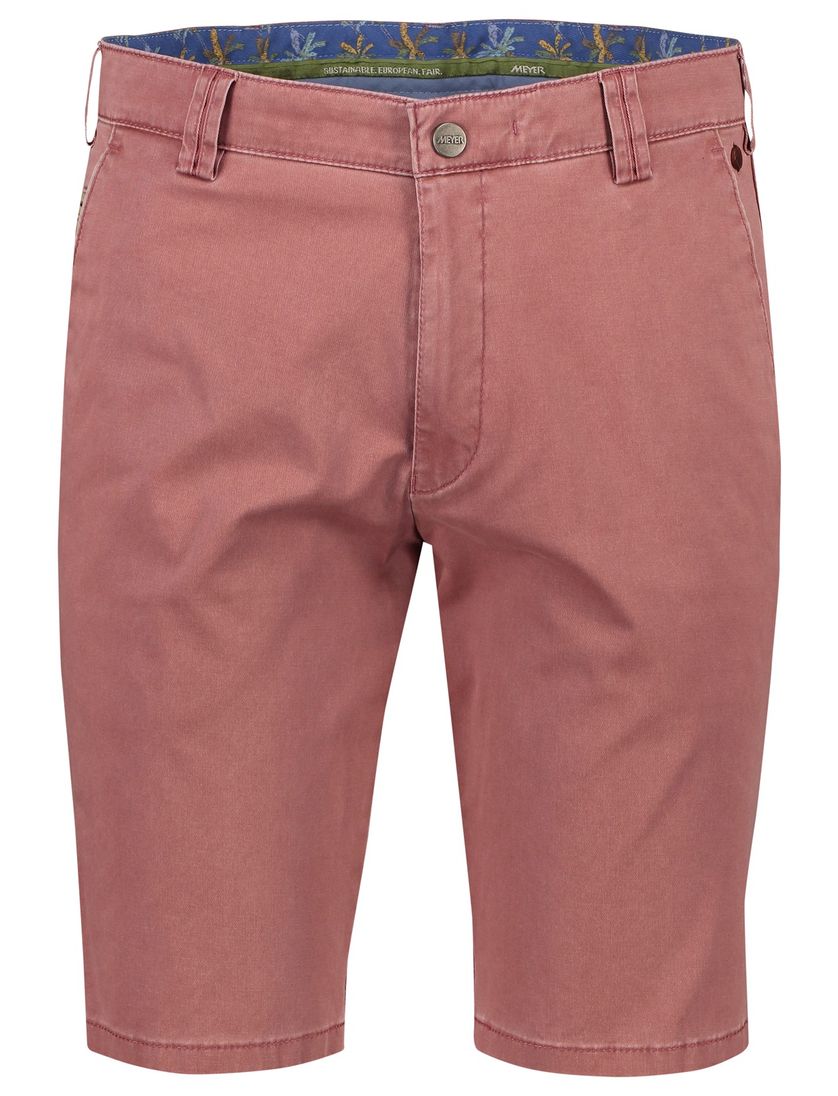 Katoenen Meyer korte broek effen rood normale fit