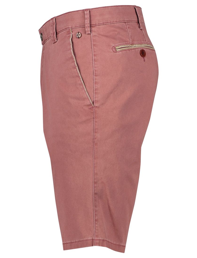 Katoenen Meyer korte broek effen rood normale fit