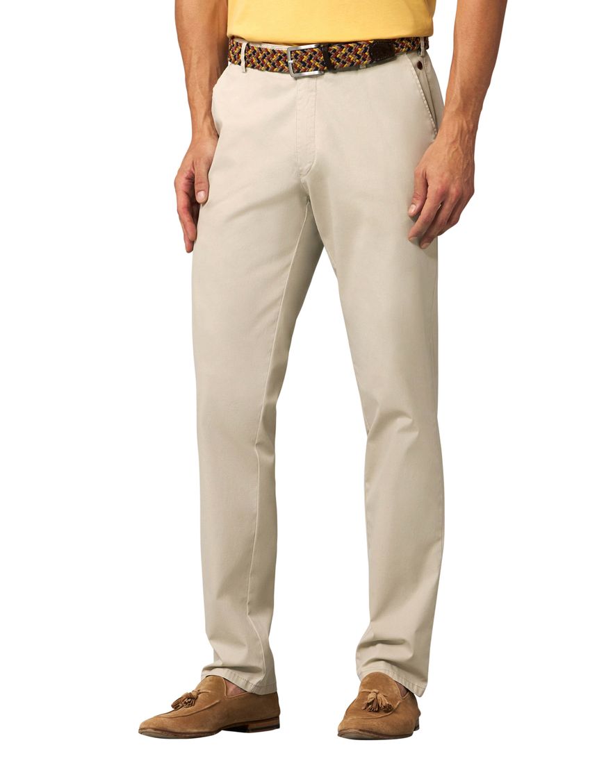 Meyer katoenen broek beige effen katoen slim fit