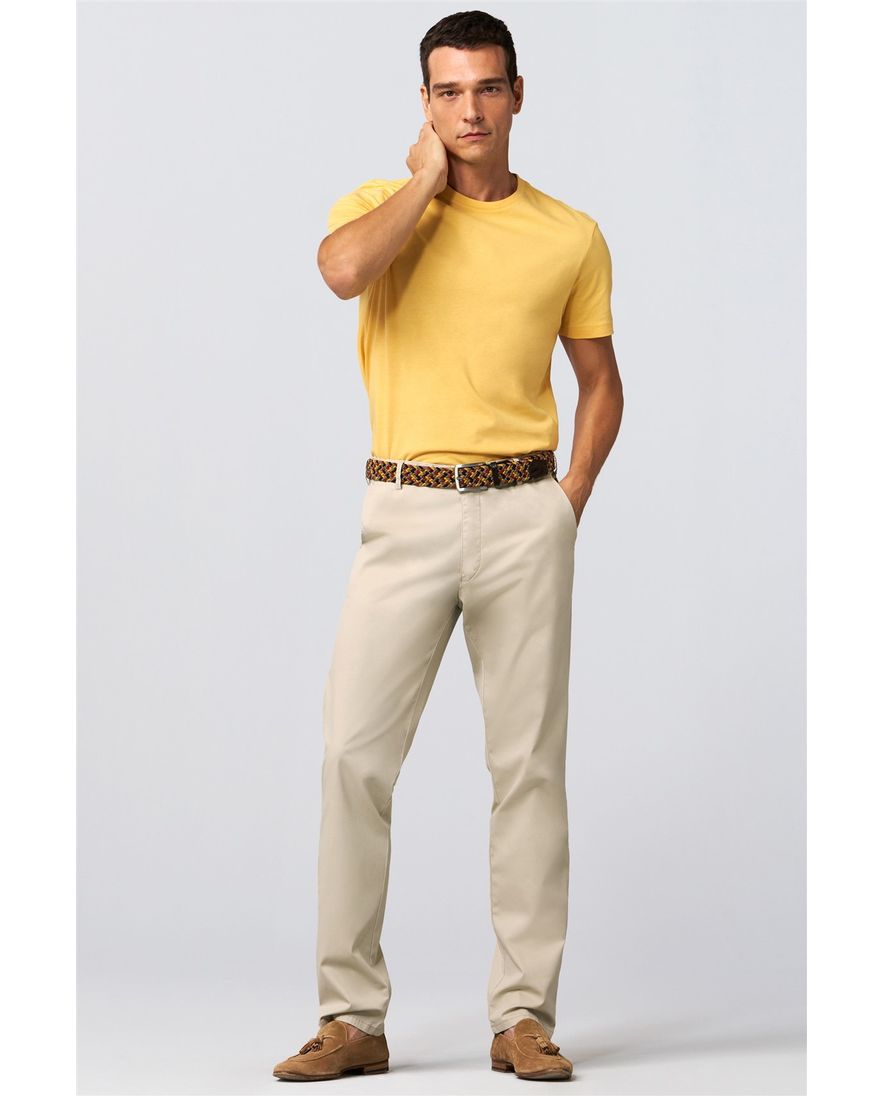 Meyer katoenen broek beige effen katoen slim fit