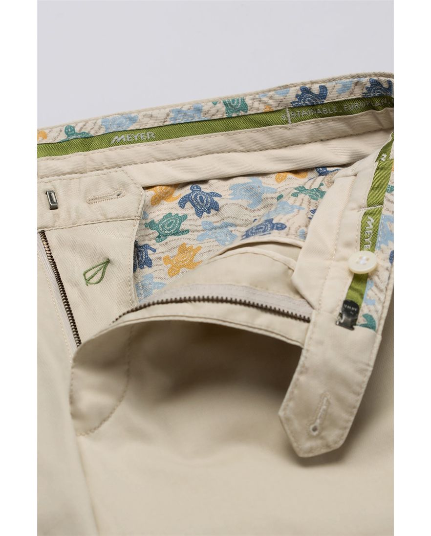 Meyer katoenen broek beige effen katoen slim fit