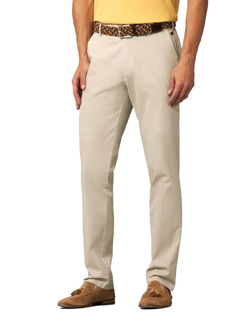 Meyer katoenen broek beige effen katoen slim fit