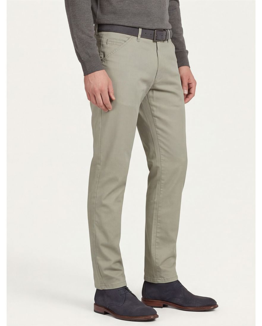 Katoenen Meyer pantalon Chicago olijfgroen perfect fit