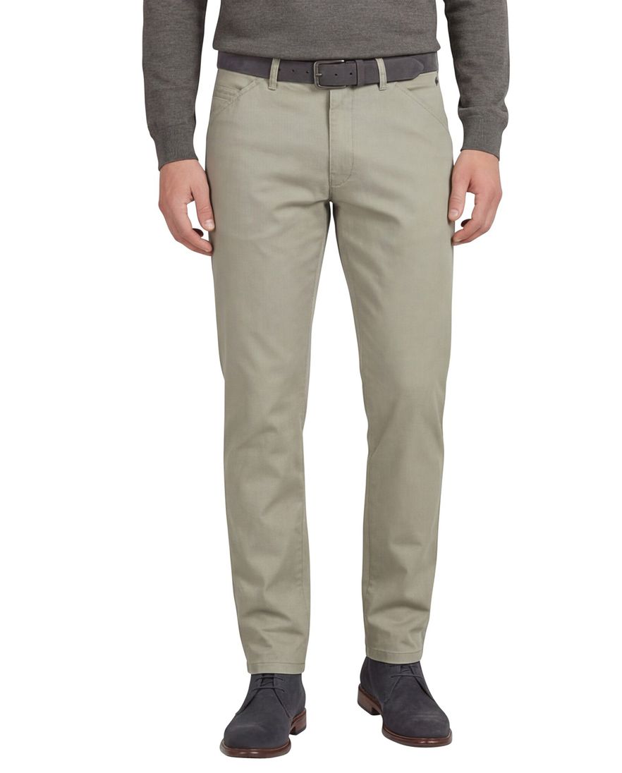 Katoenen Meyer pantalon Chicago olijfgroen perfect fit