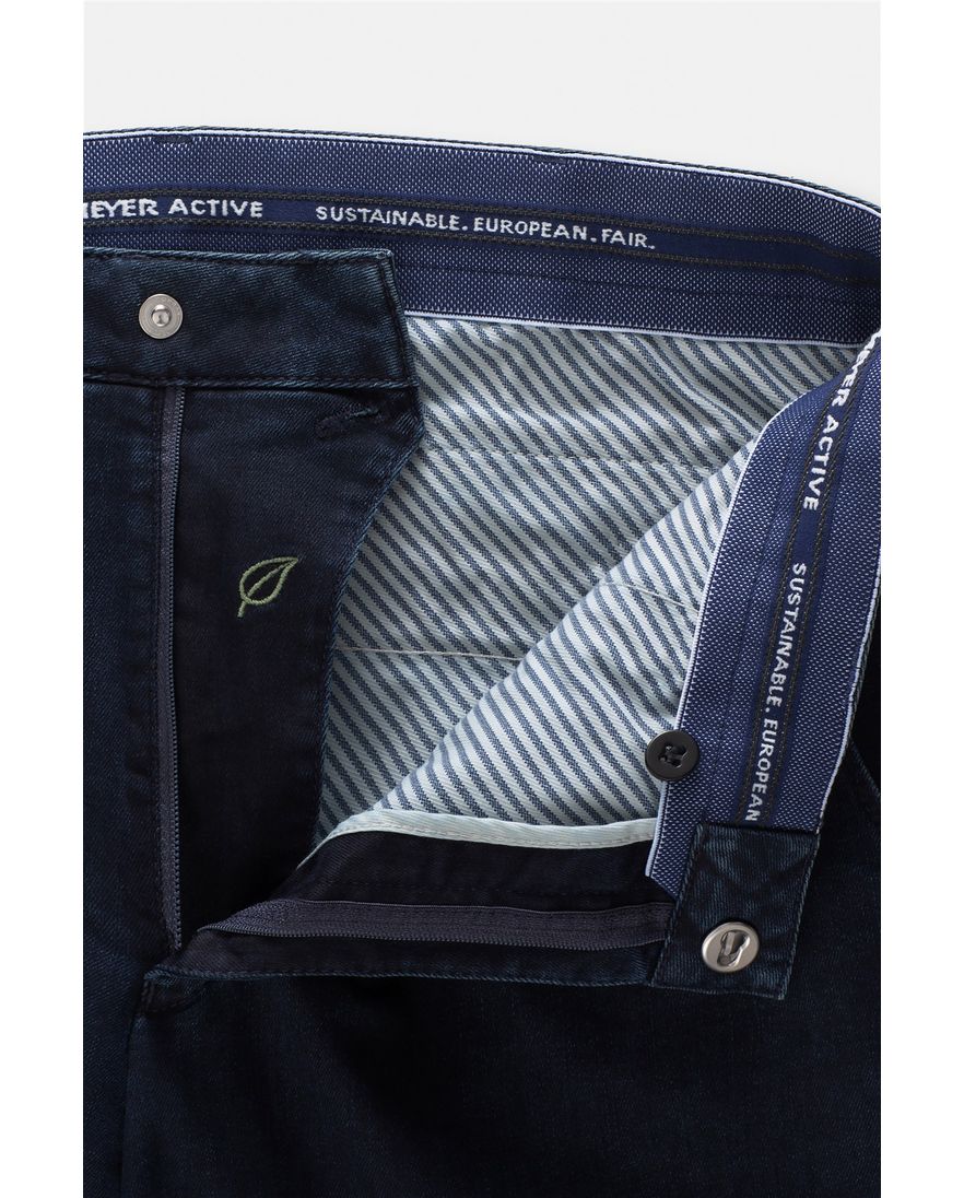 Meyer nette jeans donkerblauw effen katoen normale fit