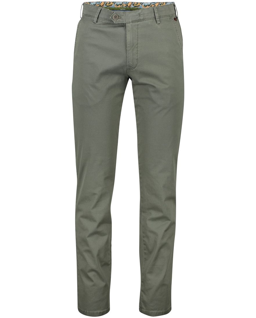 Katoenen Meyer pantalon Bonn olijfgroen perfect fit