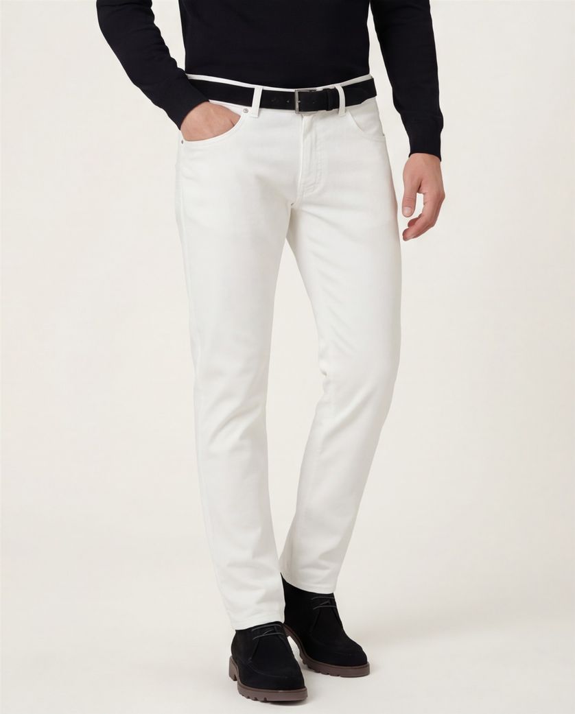 katoenen Pierre Cardin pantalon 5-pocket wit Lyon Tapered