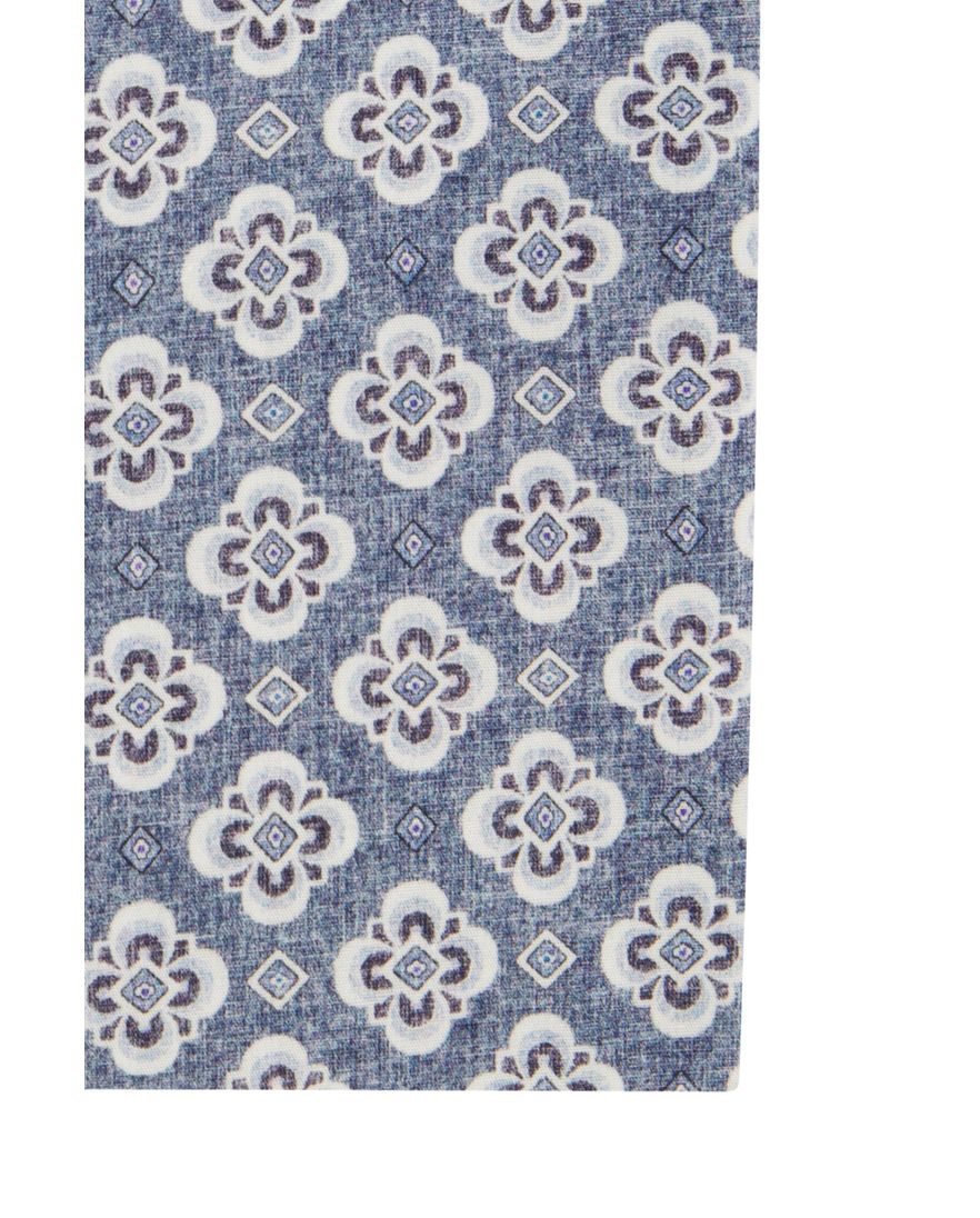 Blauw geprint Cavallaro Taranto overhemd slim fit katoen