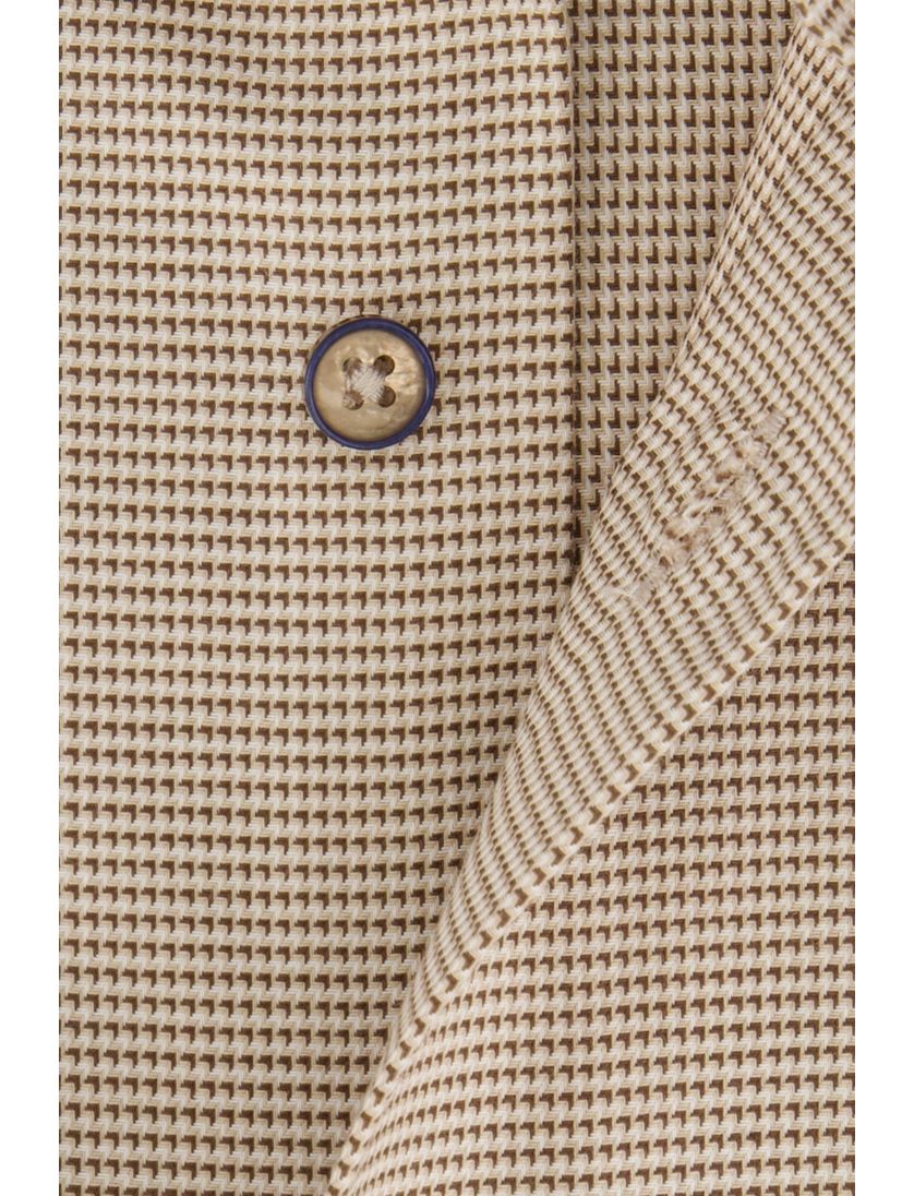 Eterna beige gemêleerd overhemd Modern Fit strijkvrij katoen