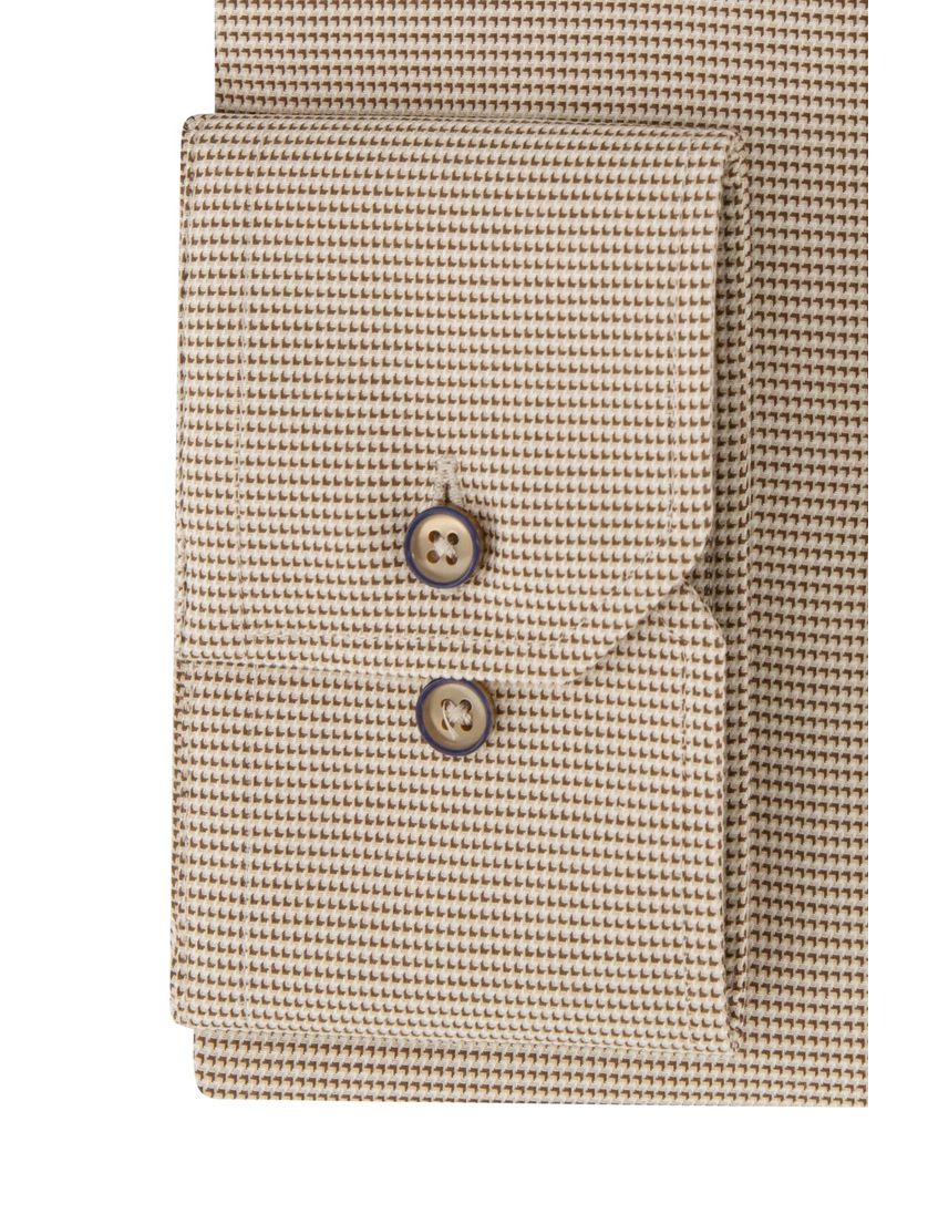 Eterna beige gemêleerd overhemd Modern Fit strijkvrij katoen
