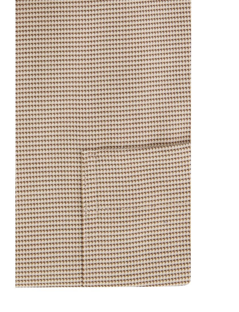 Eterna beige gemêleerd overhemd Modern Fit strijkvrij katoen