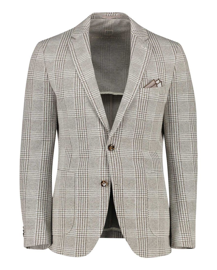 Born with appetite colbert bruin geruit slim fit