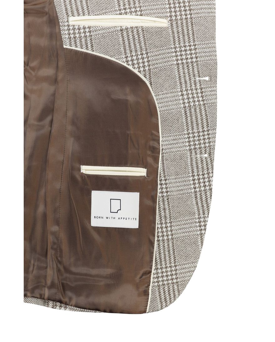 Born with appetite colbert bruin geruit slim fit