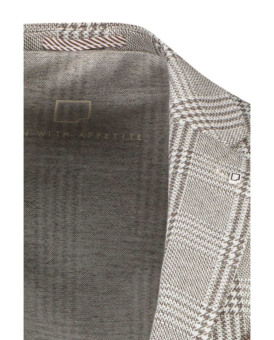 Born with appetite colbert bruin geruit slim fit