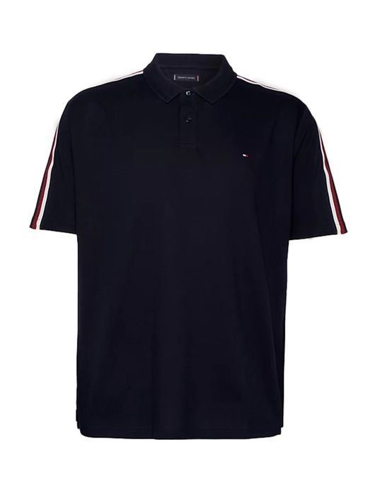 Tommy Hilfiger polo blauw bies op mouw Plus Size