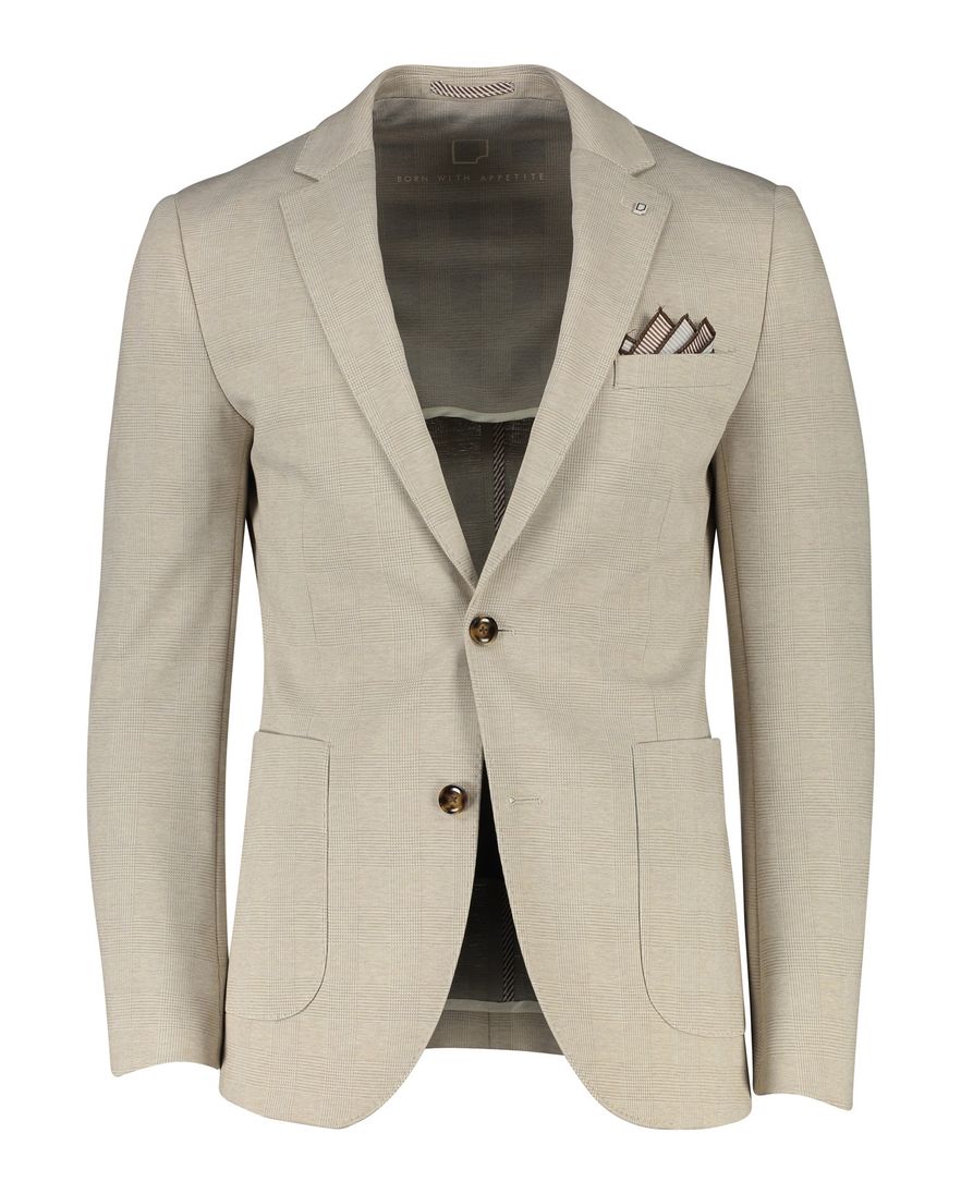 Born With Appetite colbert geruit beige slim fit