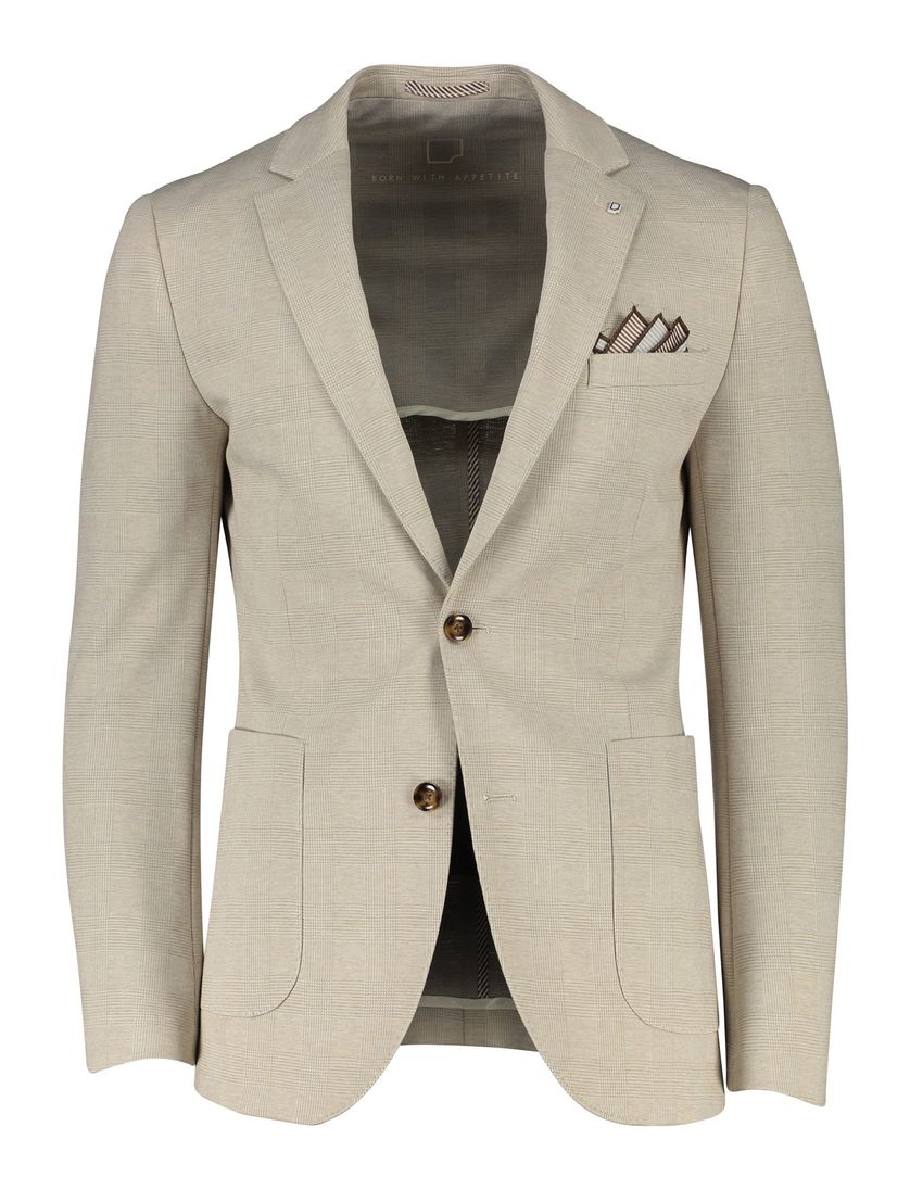 Born With Appetite colbert slim fit beige geruit