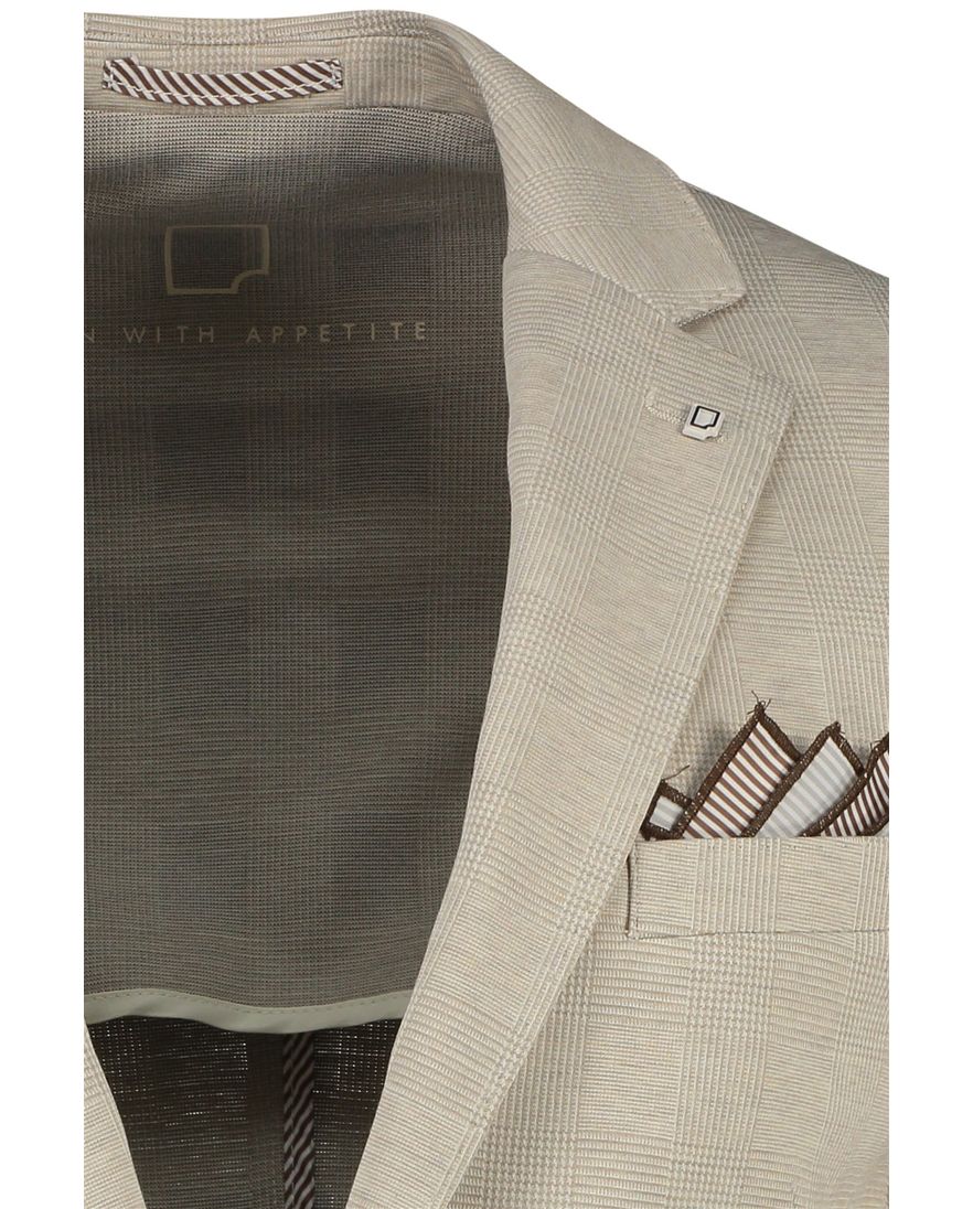 Born With Appetite colbert geruit beige slim fit