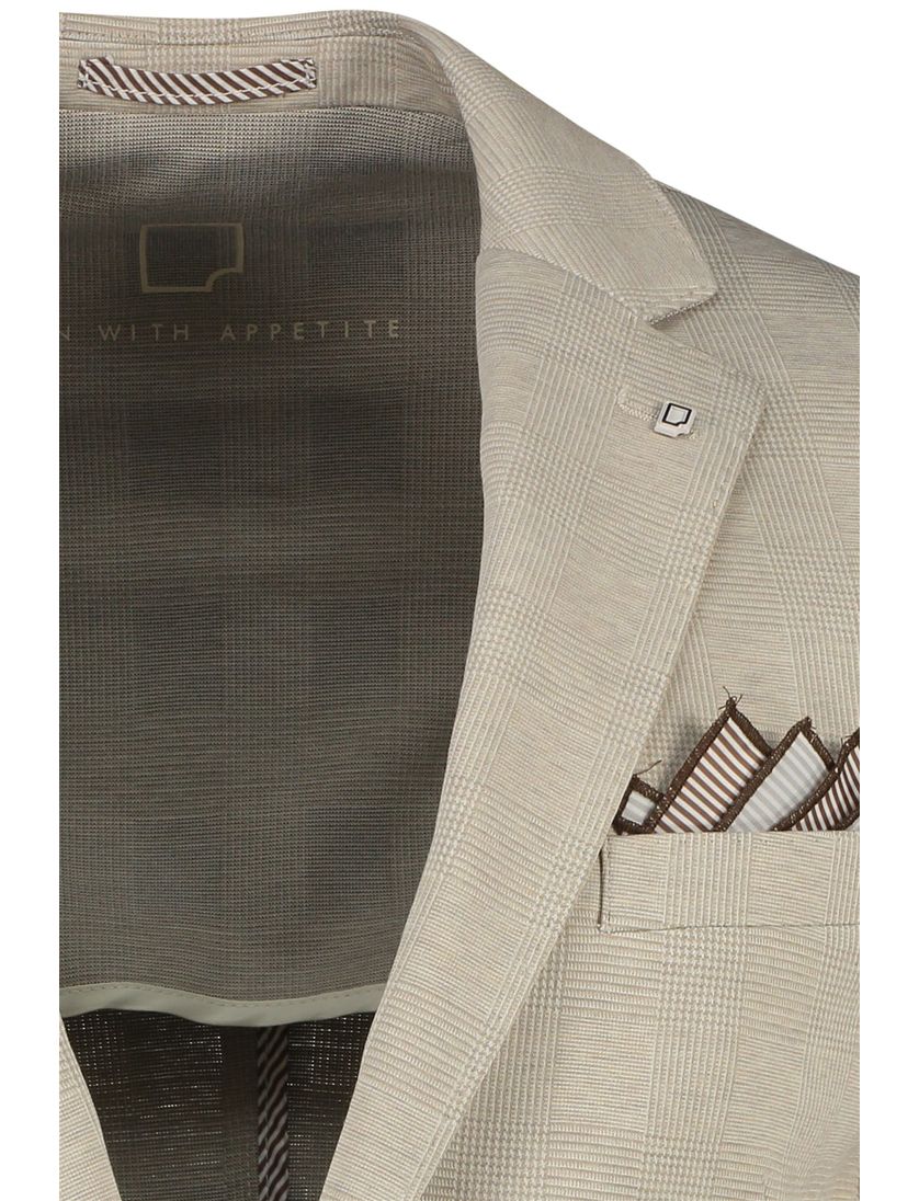 Born With Appetite colbert slim fit beige geruit