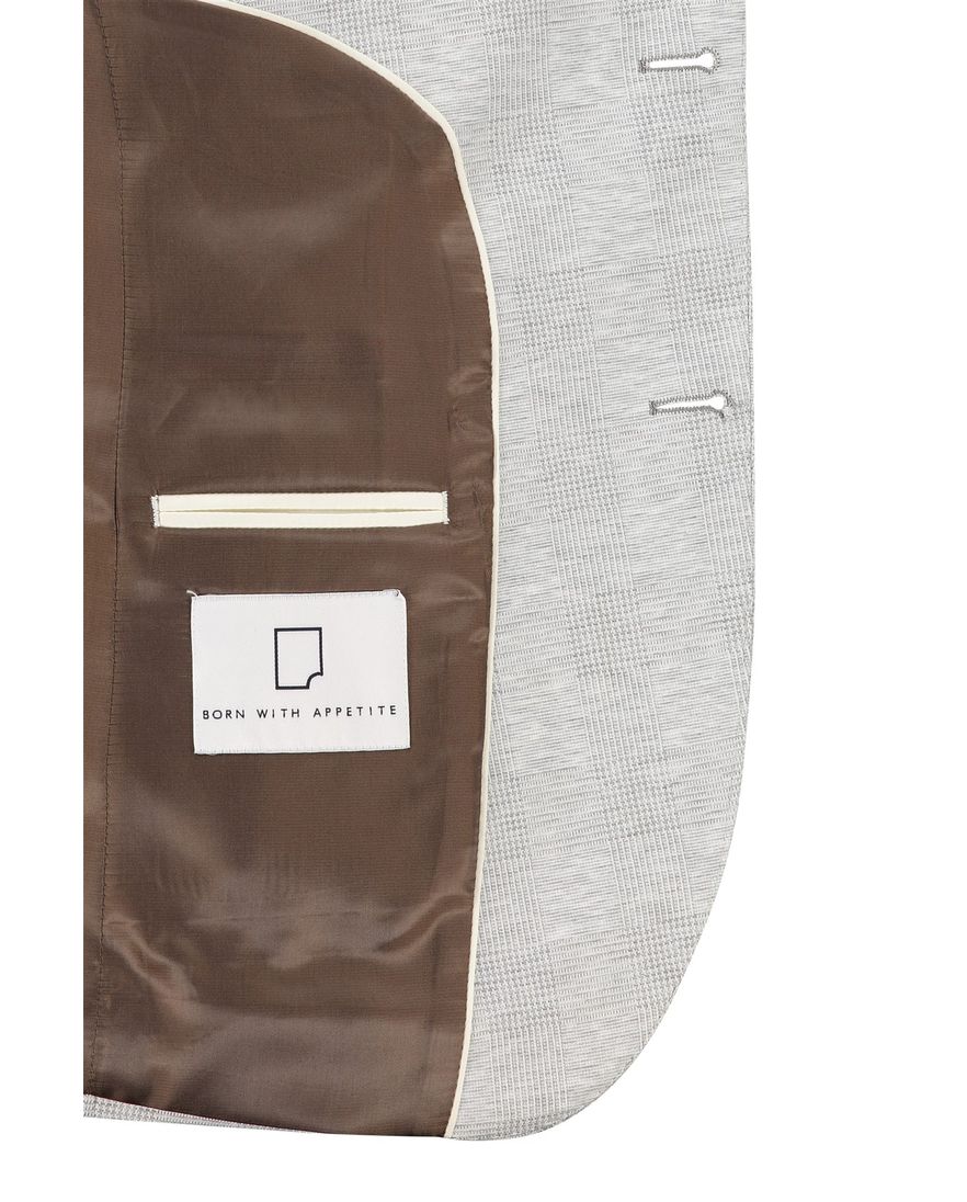 Born With Appetite colbert slim fit fame grijs geruit