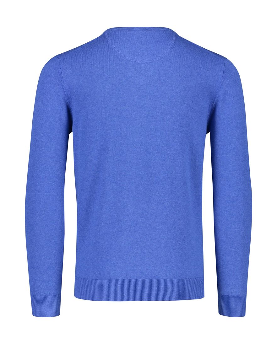 Portofino trui effen blauw katoen v-hals