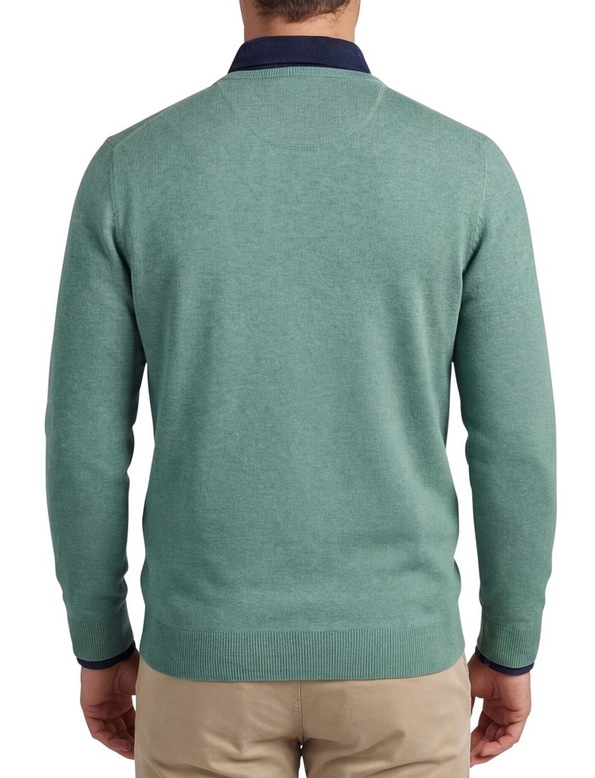 katoenen Portofino trui effen groen v-hals