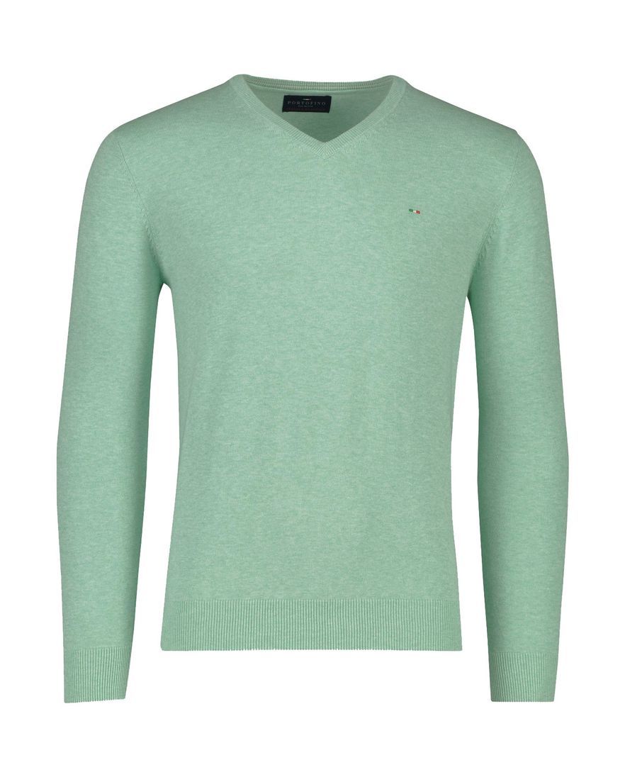 Portofino katoenen trui v-hals effen lichtgroen